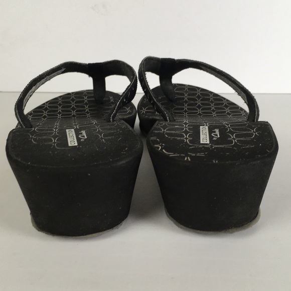 Collection by Clarks Perforated Thong Wedge Sandals in Black - Picture 5 of 10